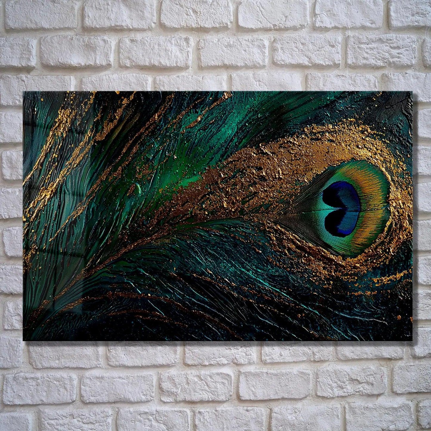 Peacock Feather Glass Wall Art
