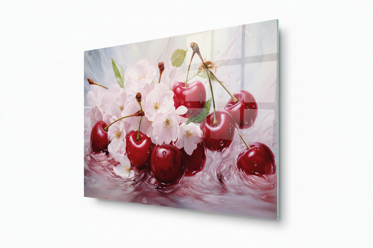 Cherry Blossom Glass Wall Art