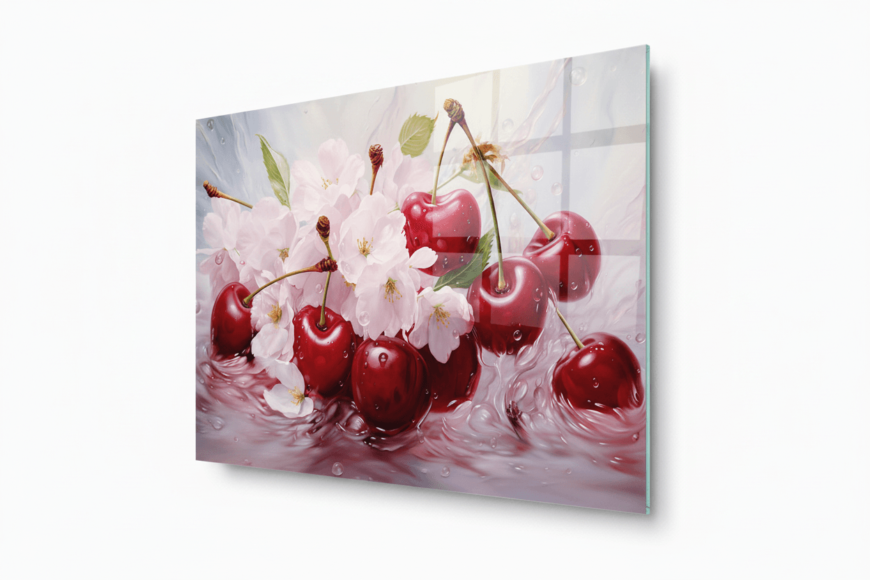 Cherry Blossom Glass Wall Art