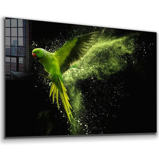 Pappagallo Luminoso Quadro in Vetro Temperato