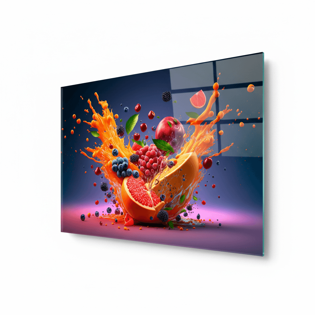Esplosione di Frutta Quadro in Vetro Temperato