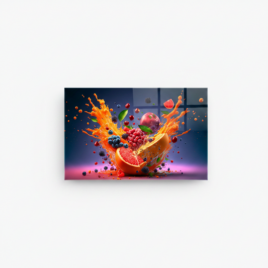 Esplosione di Frutta Quadro in Vetro Temperato