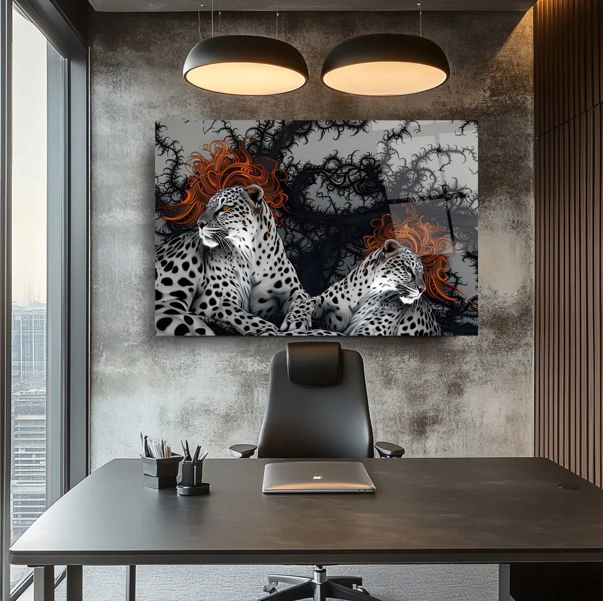 Un Couple de Léopards Tableau en Verre Trempé