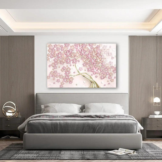 Pink Tree Glass Wall Art - LUXARTDECO