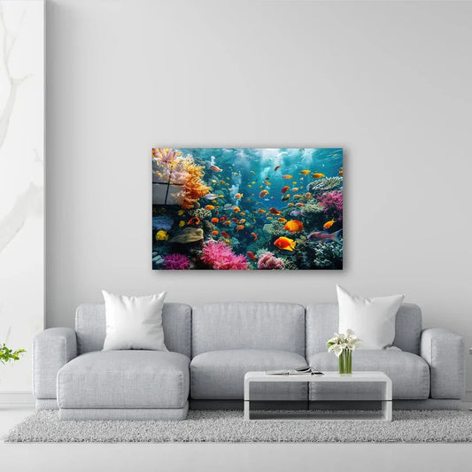 Coral Reef Glass Wall Art - LUXARTDECO