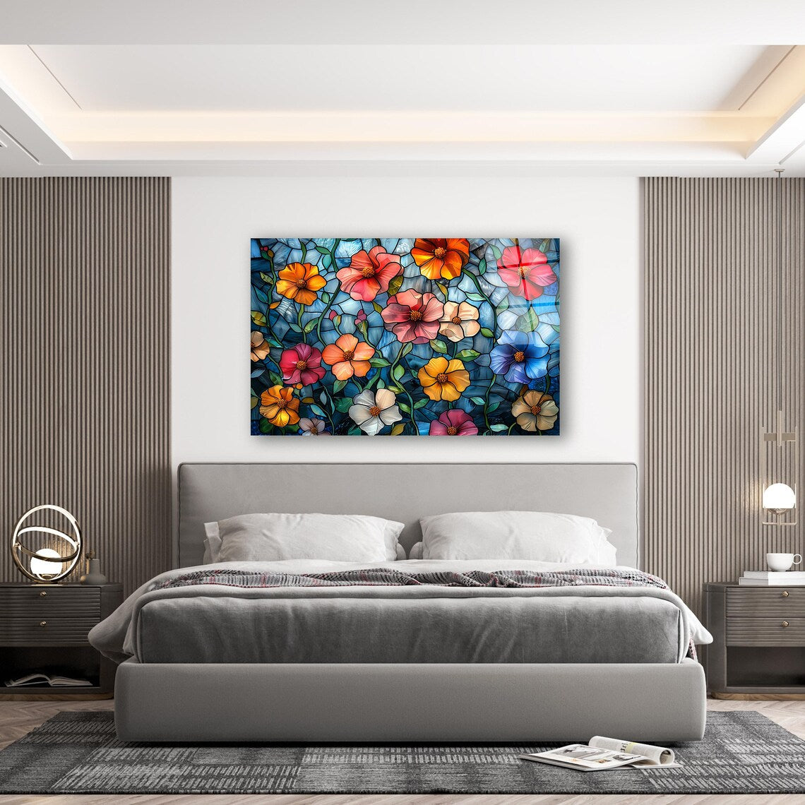 Colorful Flowers Glass Wall Art