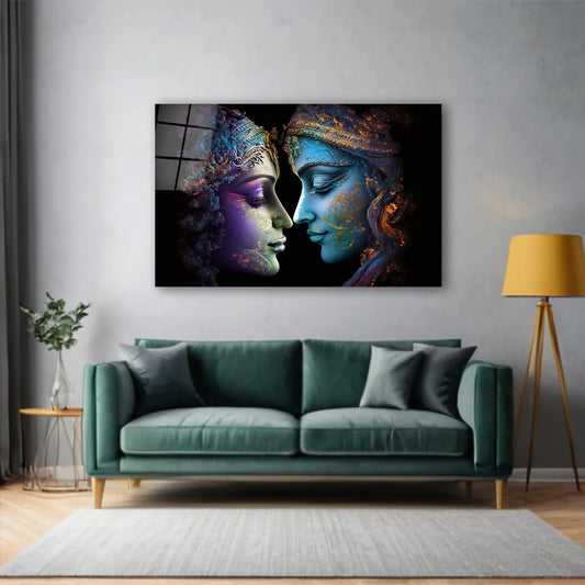 Radha and Krishna Glass Wall Art