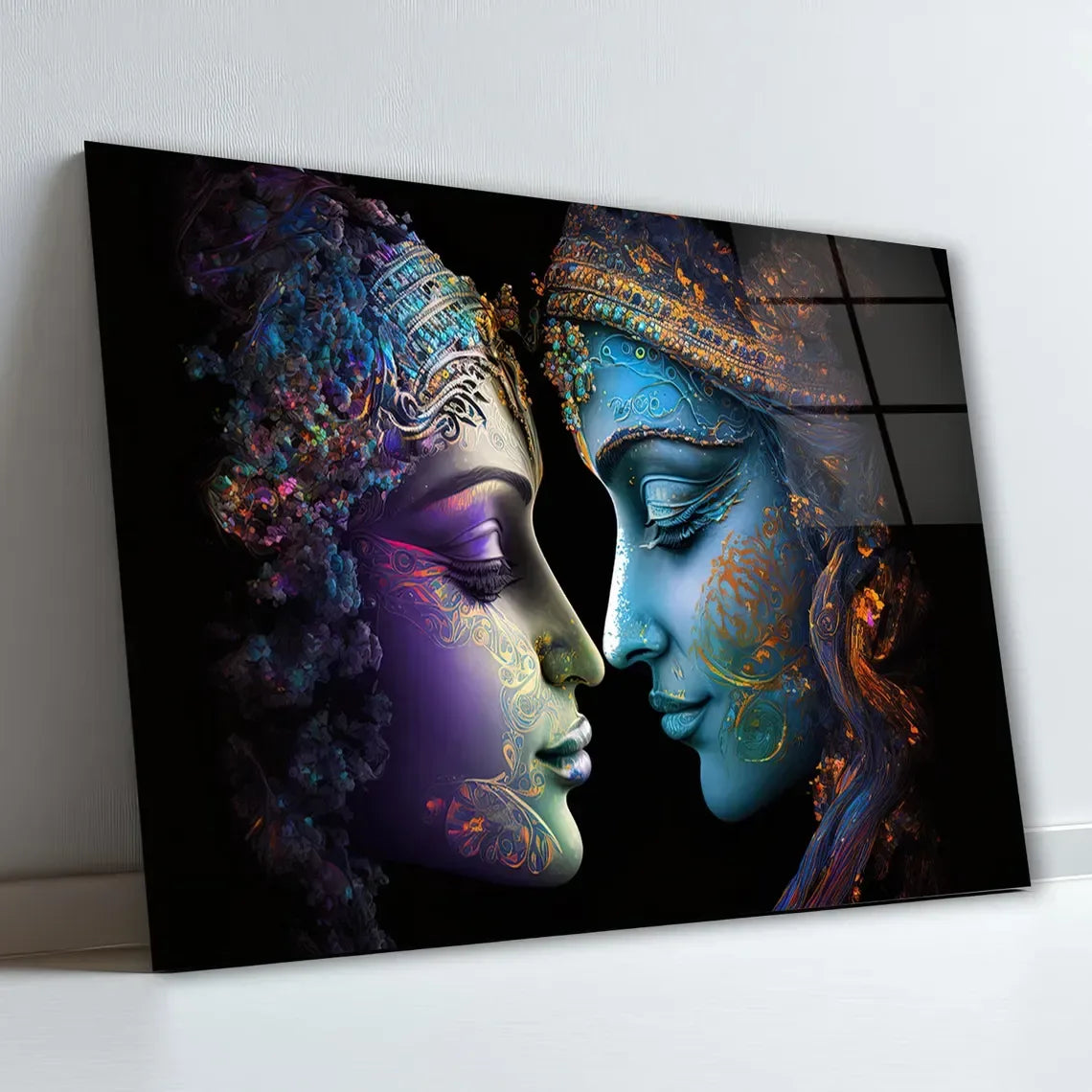 Radha and Krishna Glass Wall Art - LUXARTDECO