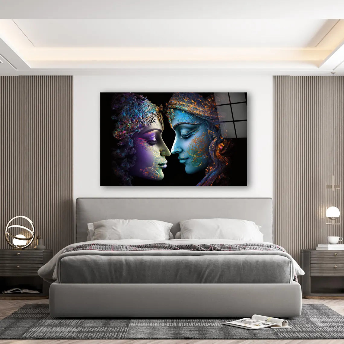 Radha and Krishna Glass Wall Art