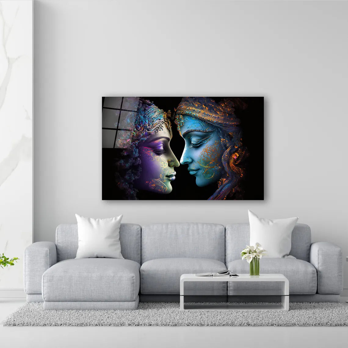Radha and Krishna Glass Wall Art