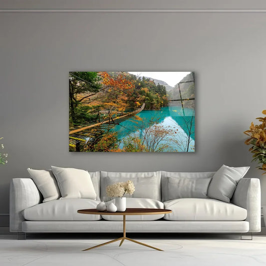 River Glass Wall Art - LUXARTDECO