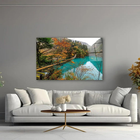 River Glass Wall Art - LUXARTDECO