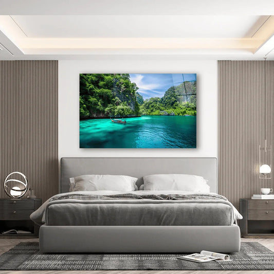 River Glass Wall Art - LUXARTDECO