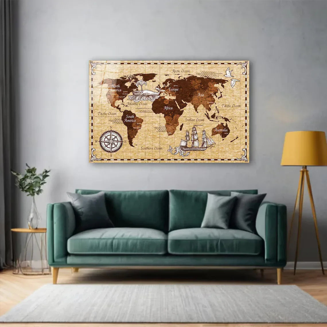 World Map Glass Wall Art - LUXARTDECO