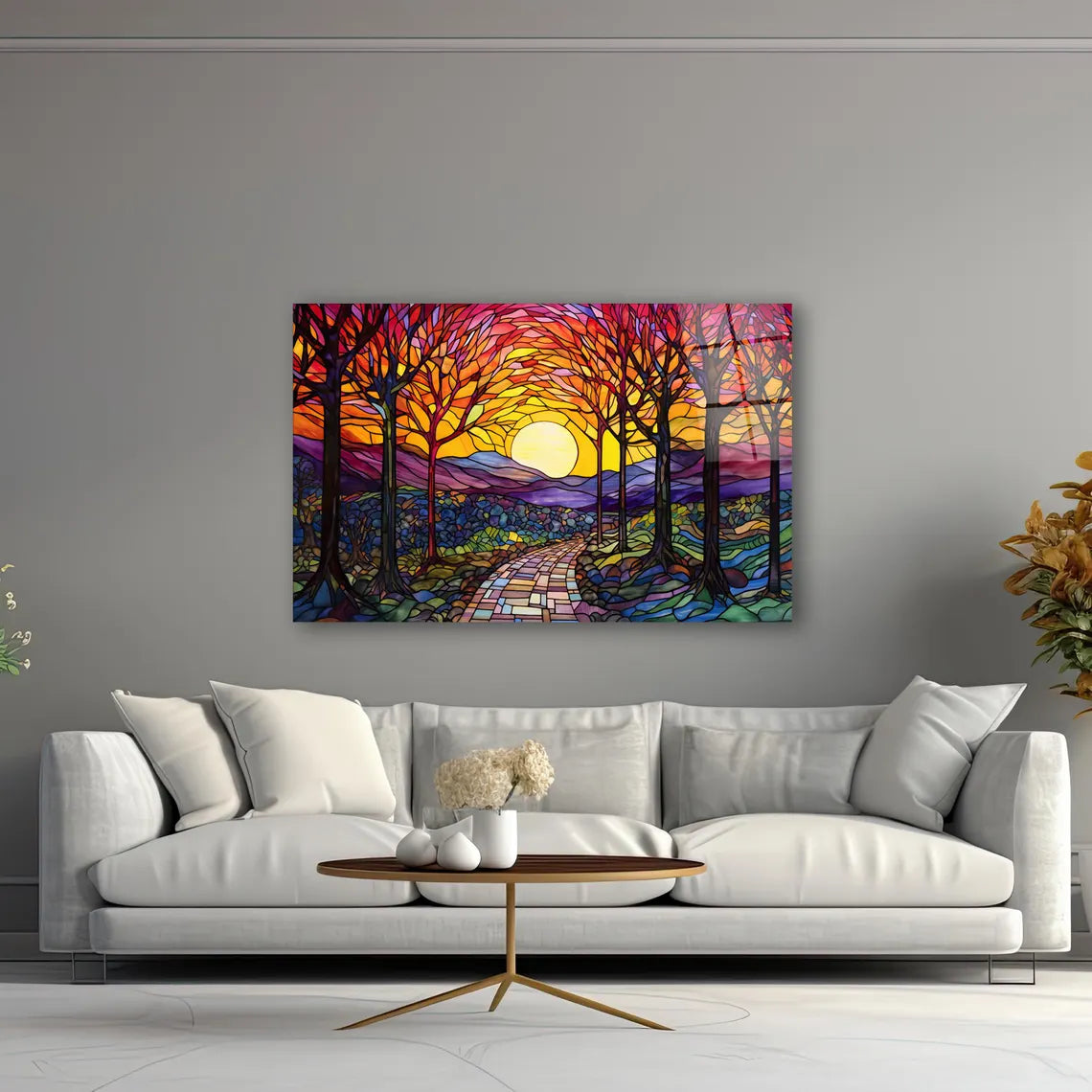 Colorfu Flowers Glass Wall Art