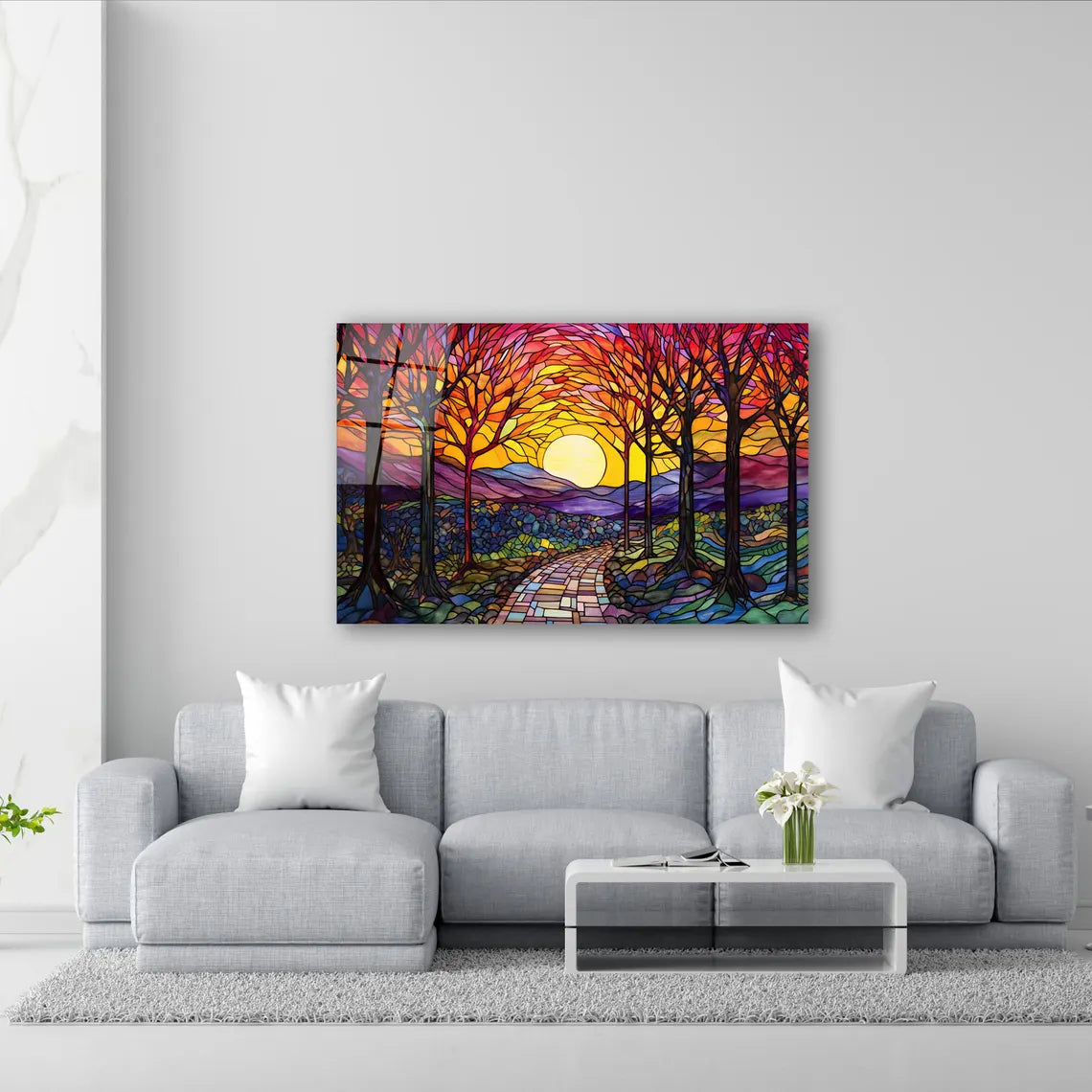 Colorfu Flowers Glass Wall Art