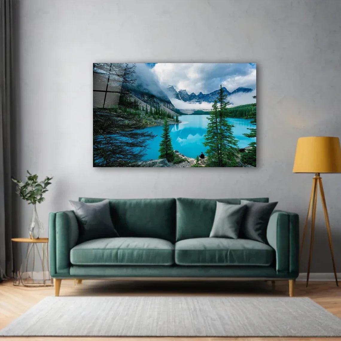 Lake Moraine Glass Wall Art - LUXARTDECO