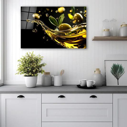 Olives Glass Wall Art - LUXARTDECO