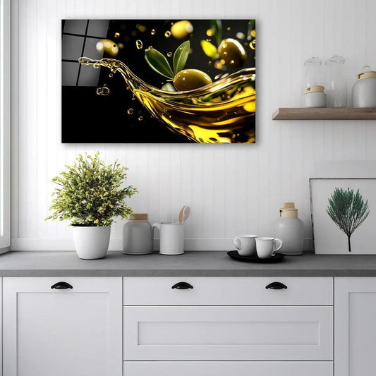 Olives Glass Wall Art - LUXARTDECO