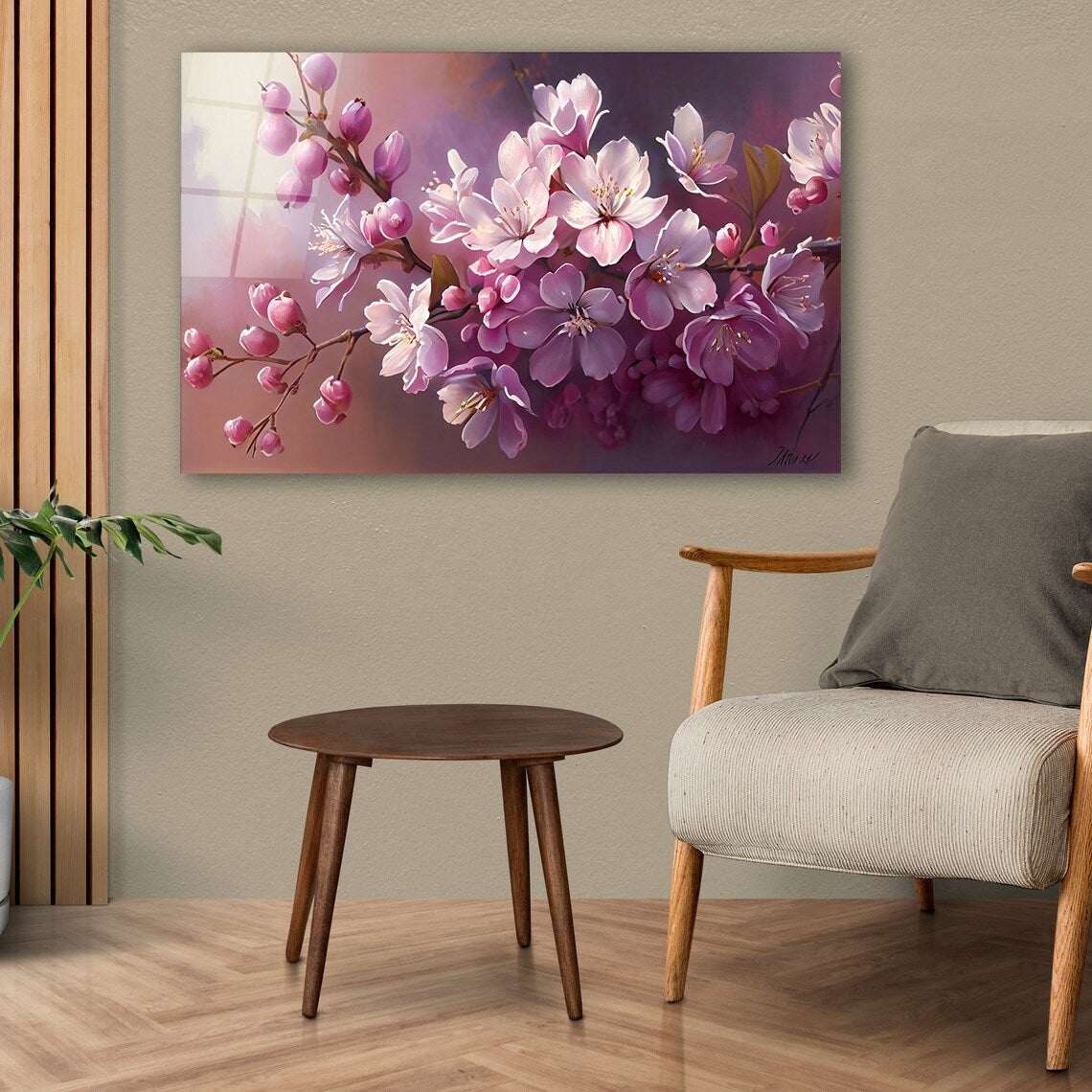 Cherry Blossom Glass Wall Art