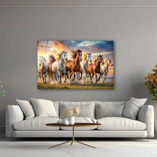 Horses Glass Wall Art - LUXARTDECO