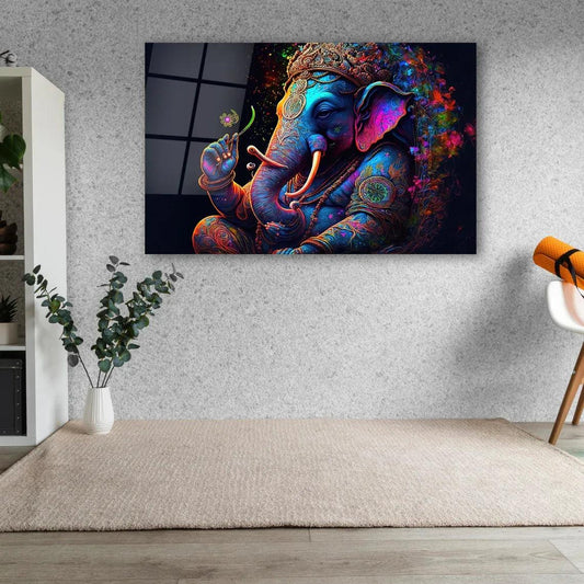 Ganesha Glass Wall Art - LUXARTDECO