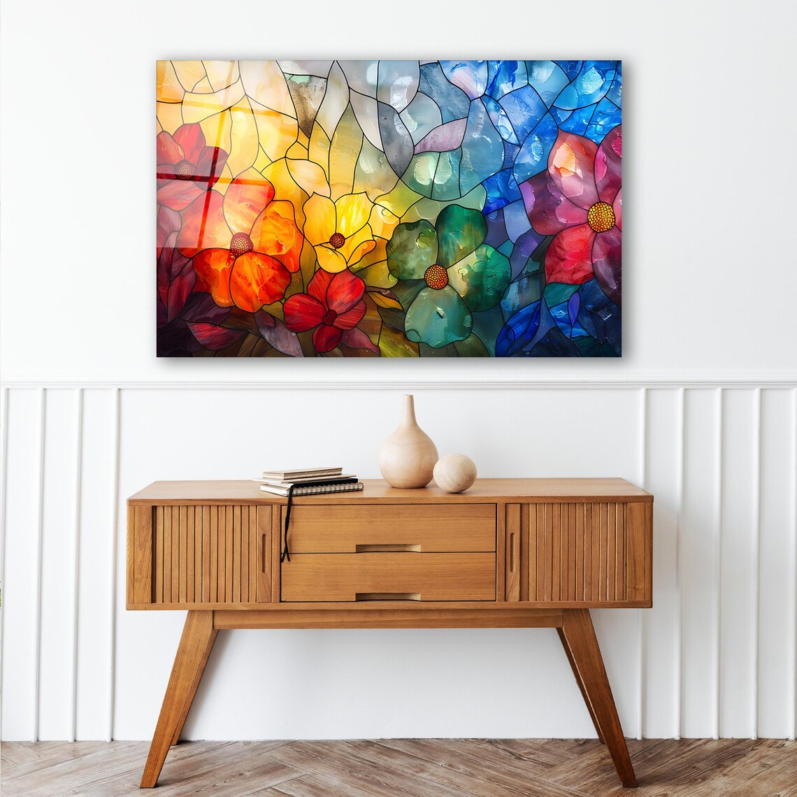 Colorful Flowers Glass Wall Art