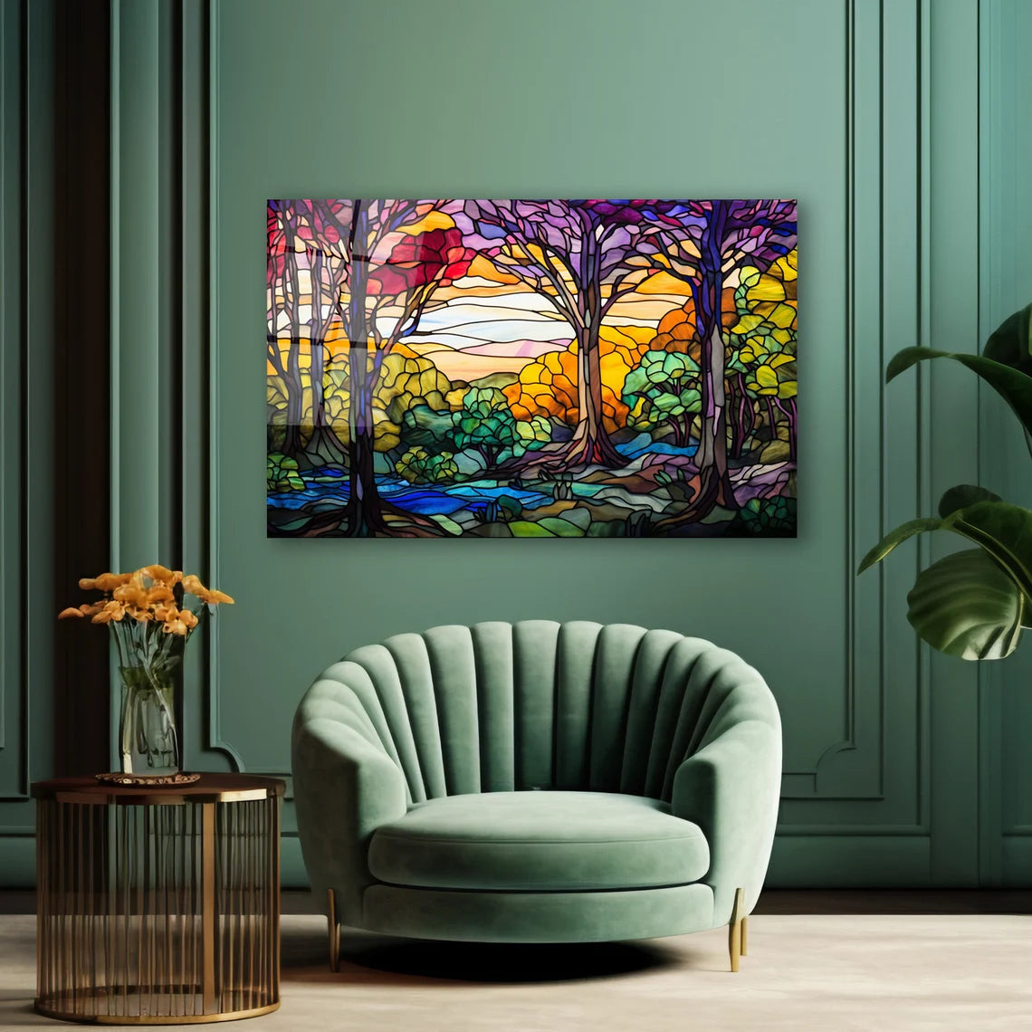Colorful Tree Glass Wall Art