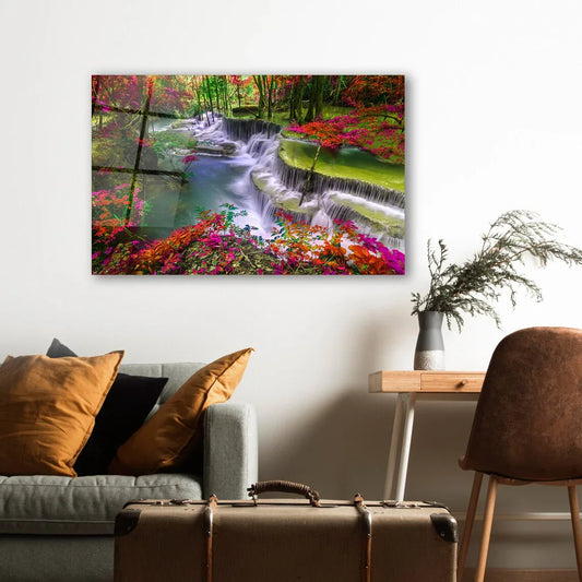 Colorful Cascade Glass Wall Art - LUXARTDECO