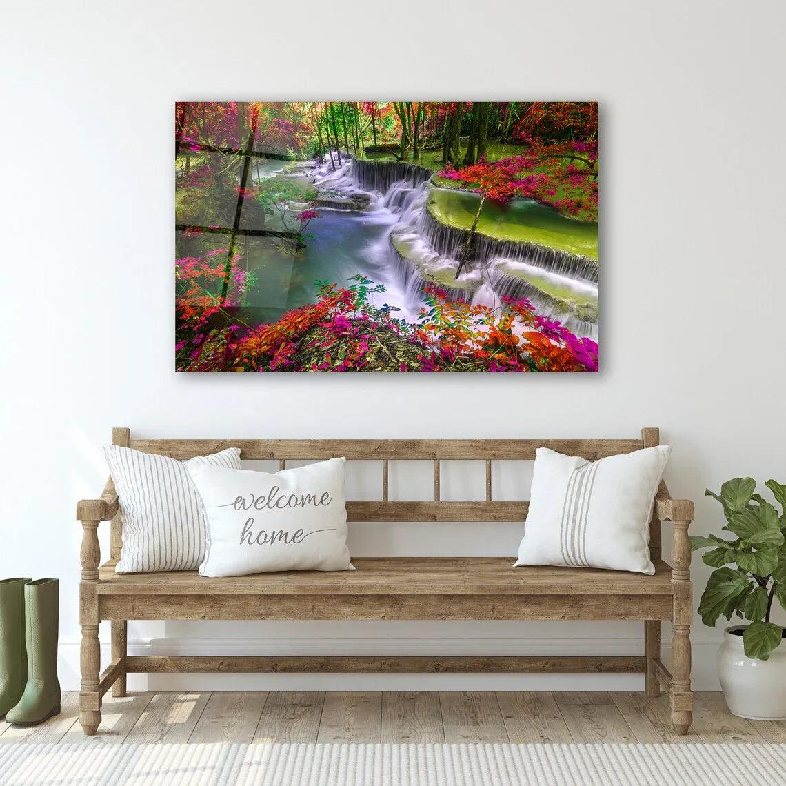 Colorful Cascade Glass Wall Art - LUXARTDECO