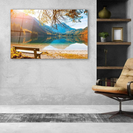 Azure Lake Glass Wall Art - LUXARTDECO