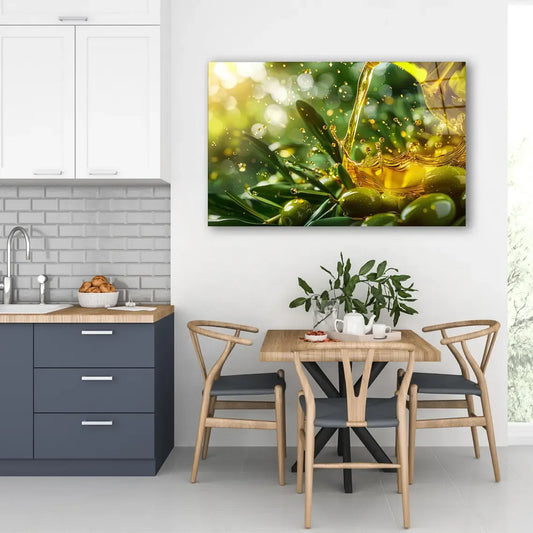 Green Olives Glass Wall Art - LUXARTDECO