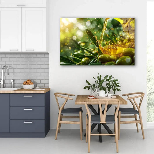 Green Olives Glass Wall Art - LUXARTDECO