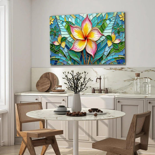 Yellow Abstract Flower Glass Wall Art - LUXARTDECO