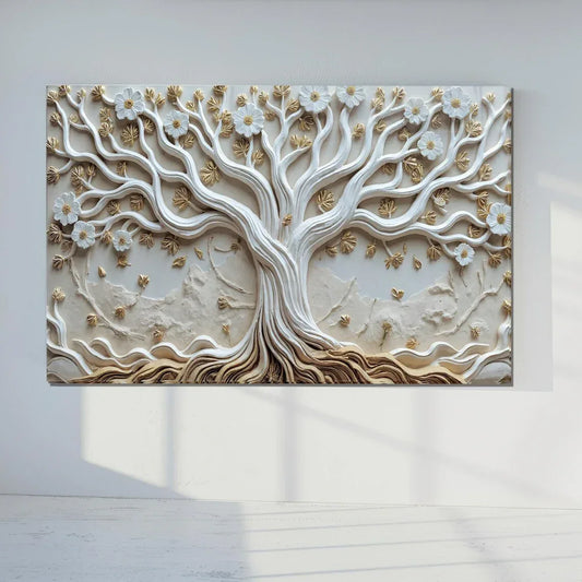 White Tree Glass Wall Art - LUXARTDECO