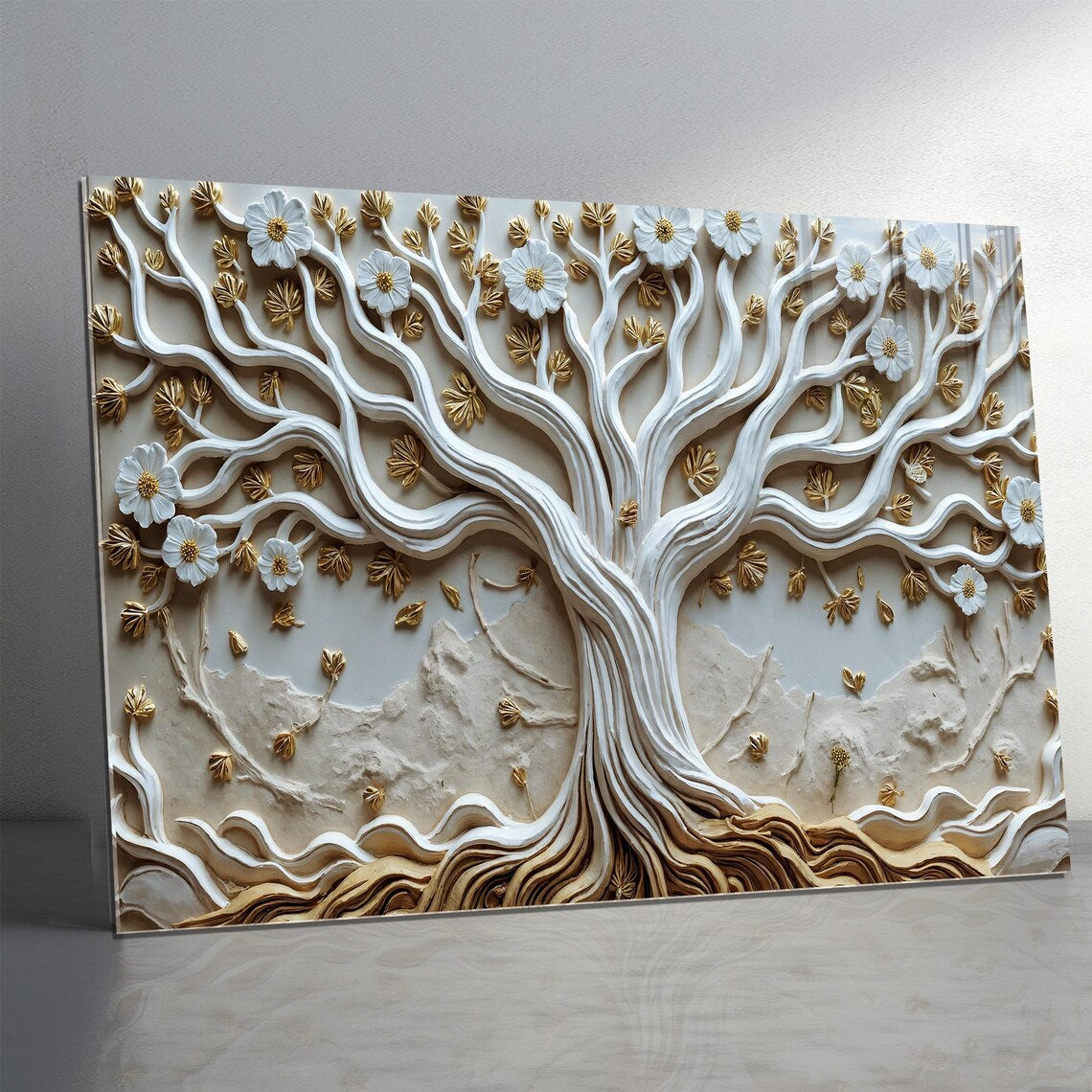 White Tree Glass Wall Art
