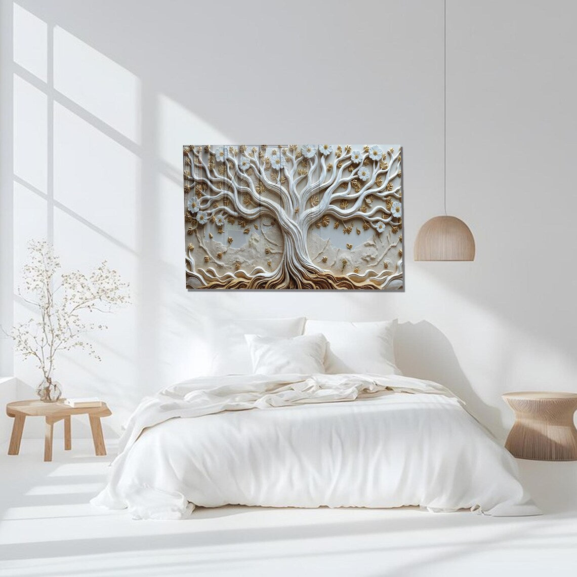 White Tree Glass Wall Art