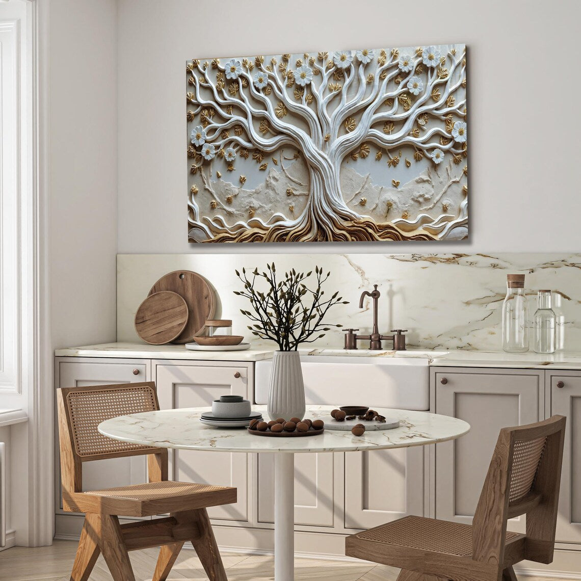 White Tree Glass Wall Art