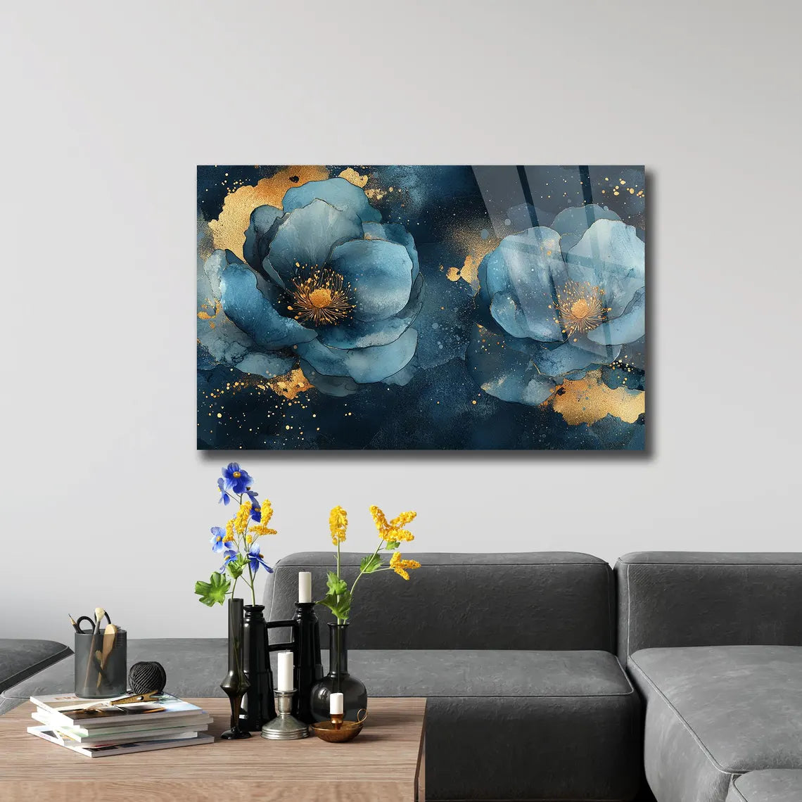 Abstract Flower Glass Wall Art