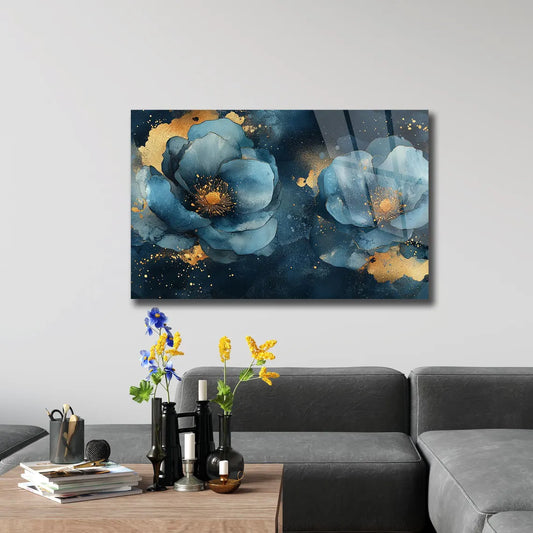 Fleur Abstraite Tableau en Verre Trempé