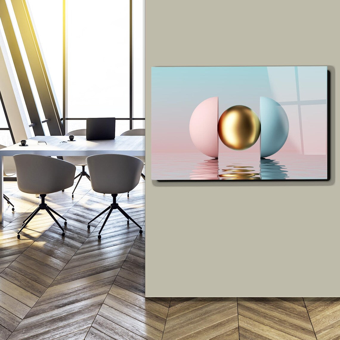 Abstract Pink Glass Wall Art