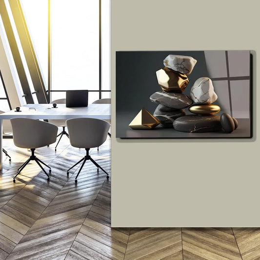 Golden Abstract Black Glass Wall Art - LUXARTDECO
