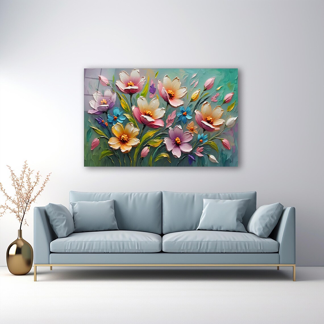 Colorful Flowers Glass Wall Art