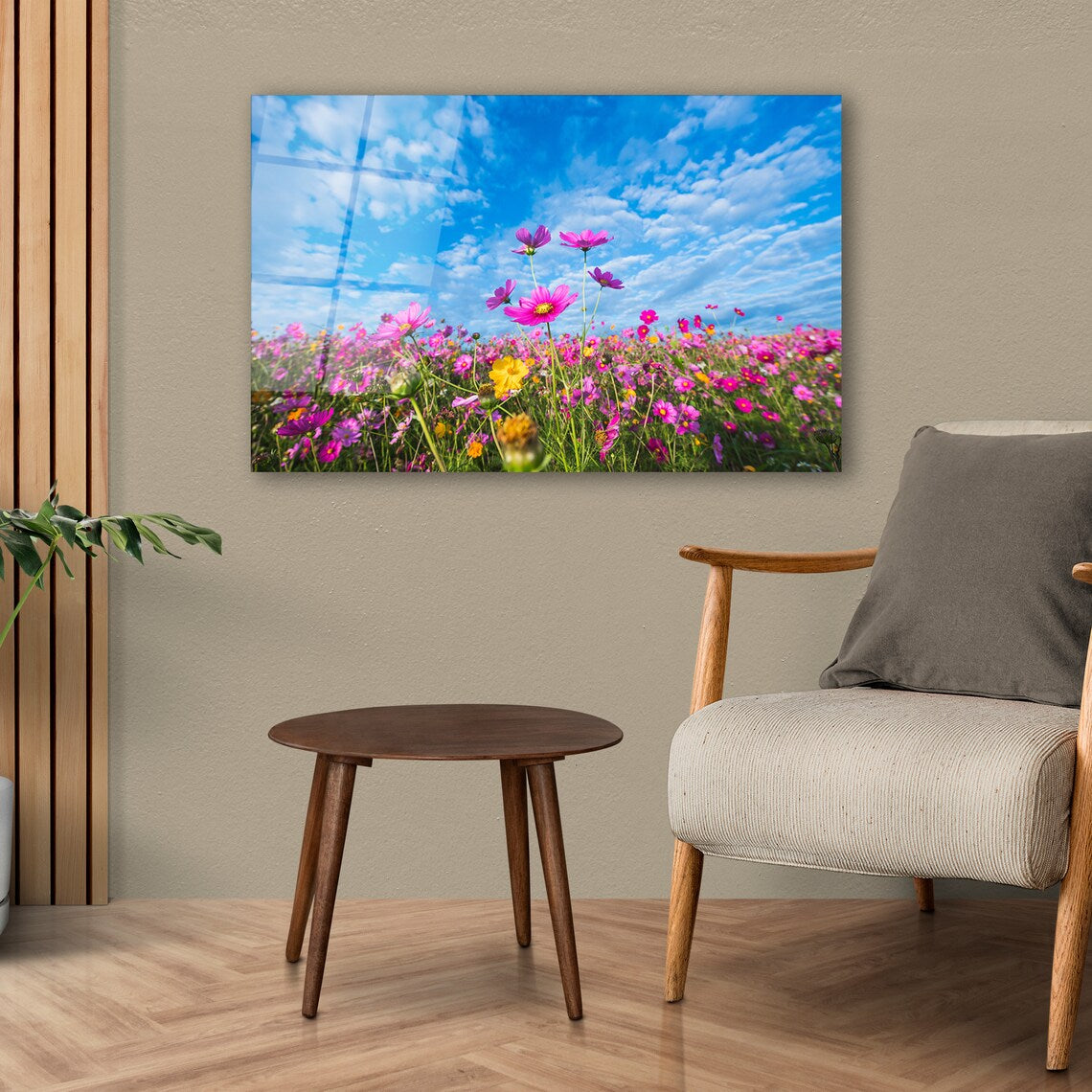 Pink Flowers Glass Wall Art
