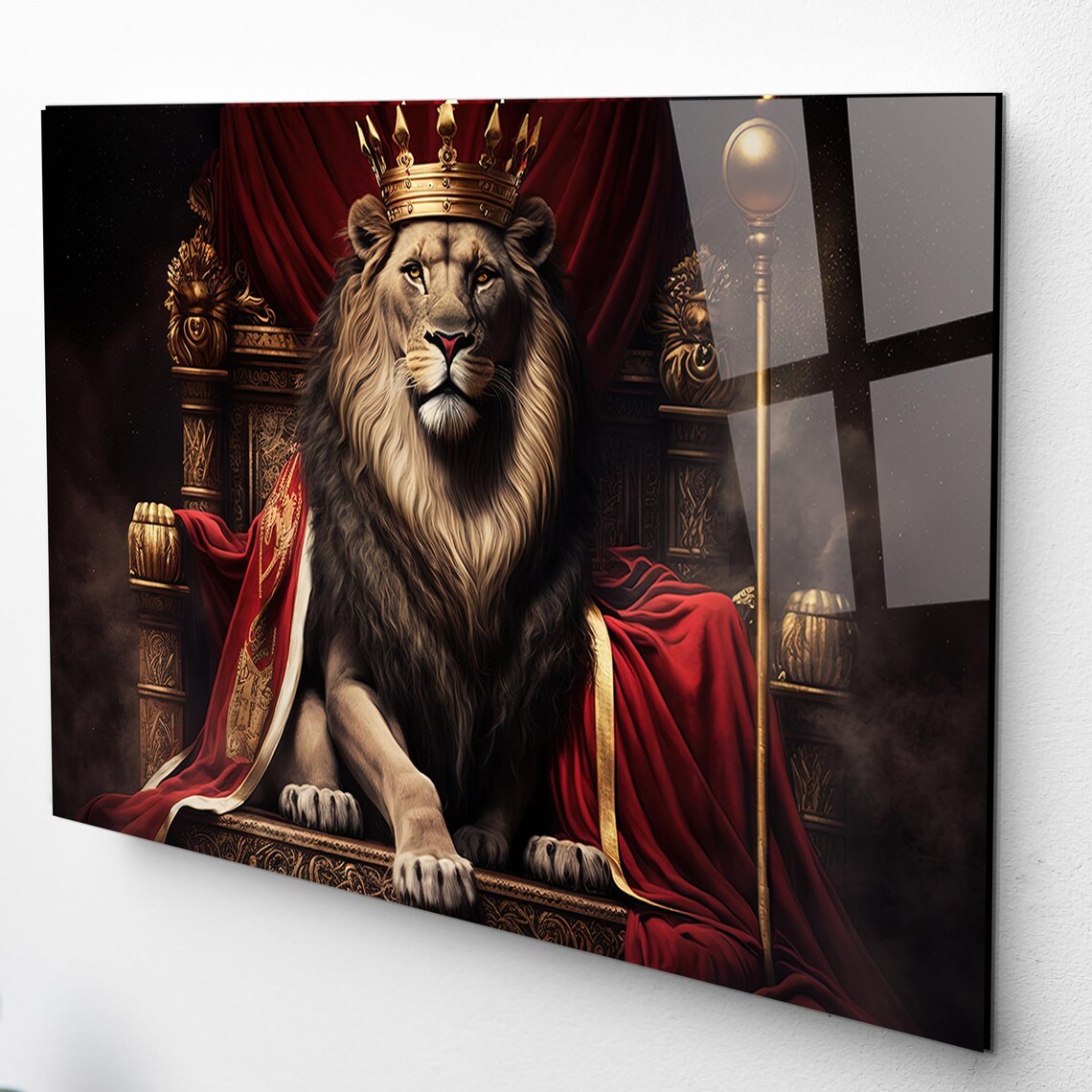 King Lion Glas Wall Art