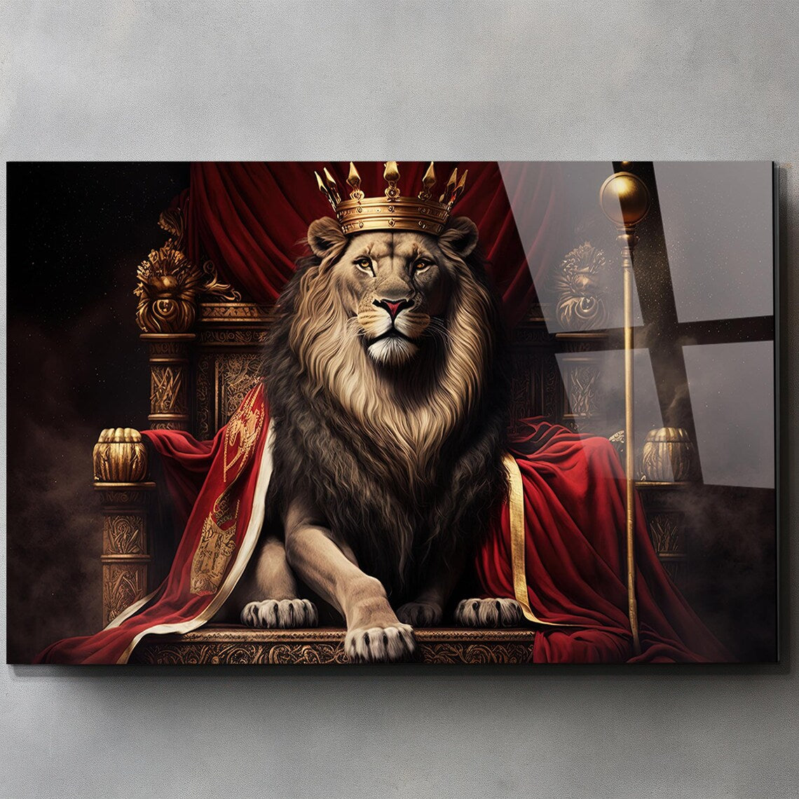 King Lion Glas Wall Art