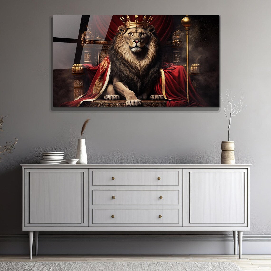 King Lion Glas Wall Art