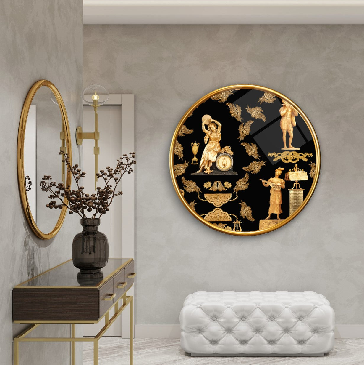 Black and Gold Glass Wall Art