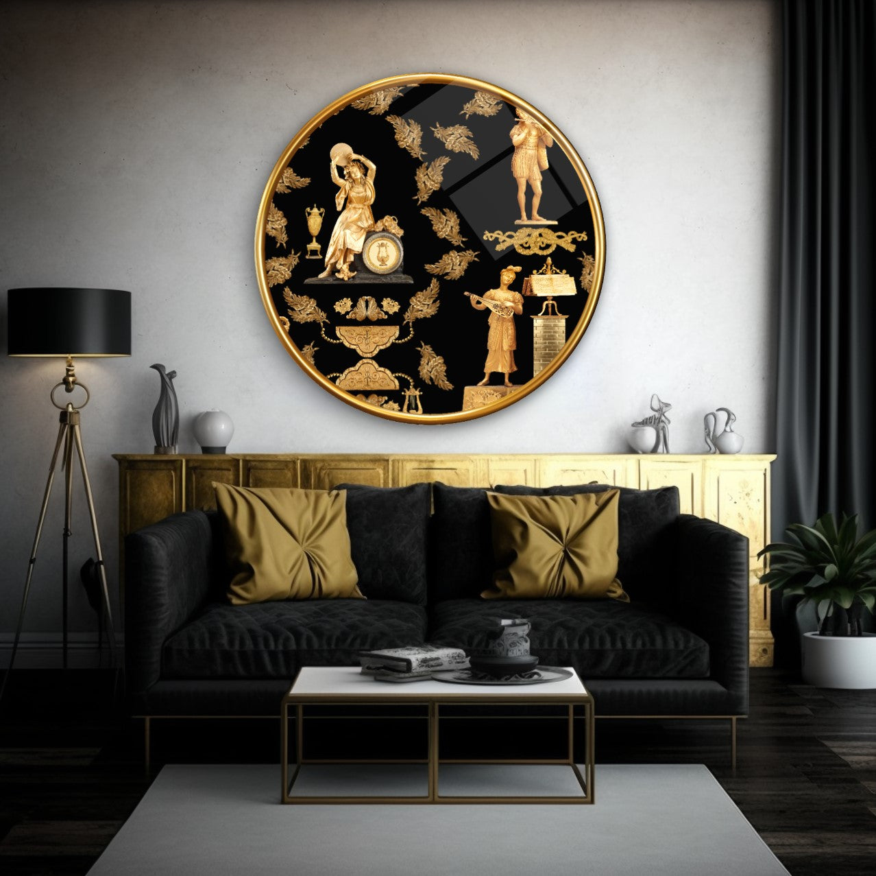 Black and Gold Glass Wall Art