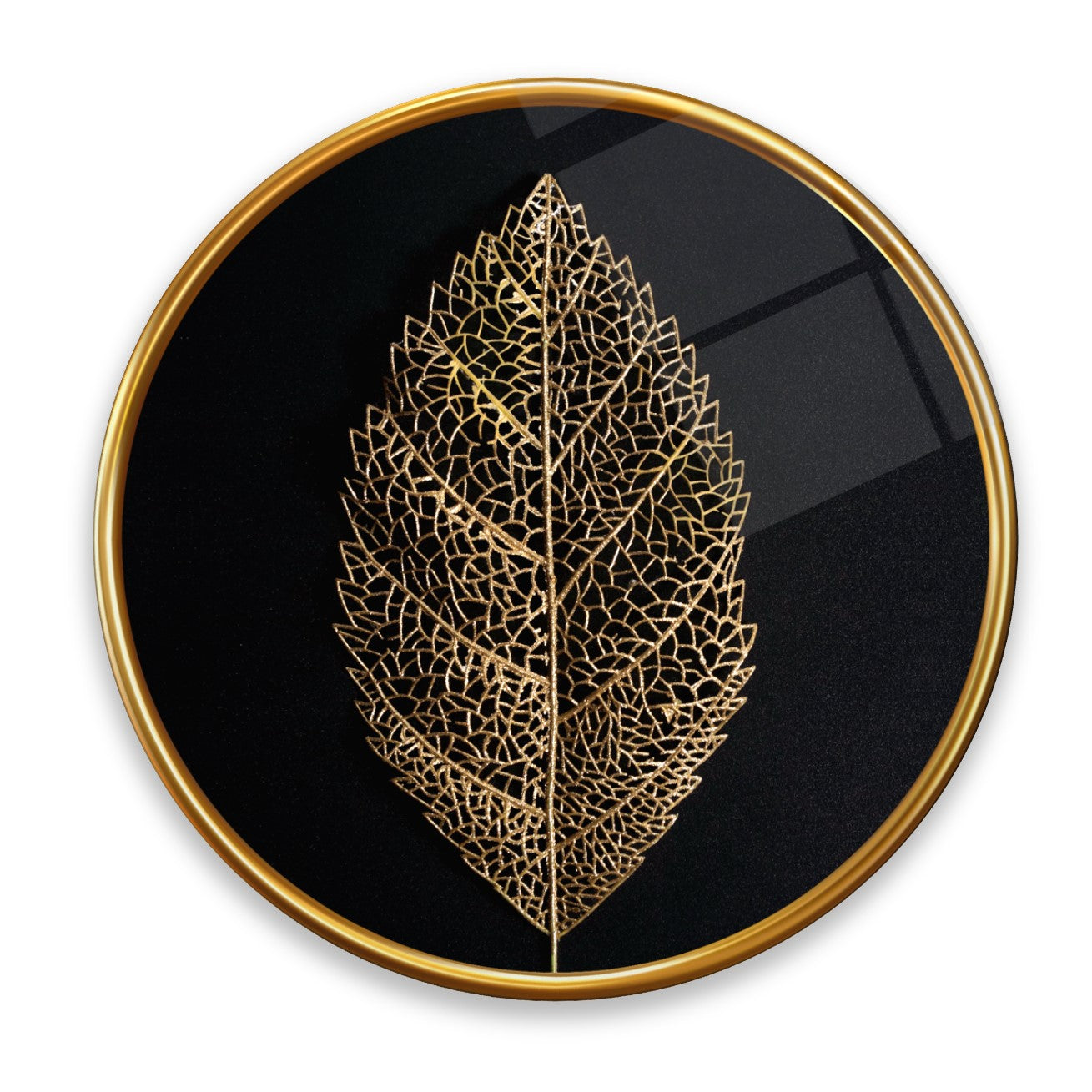 Golden Leaf Glass Wall Art
